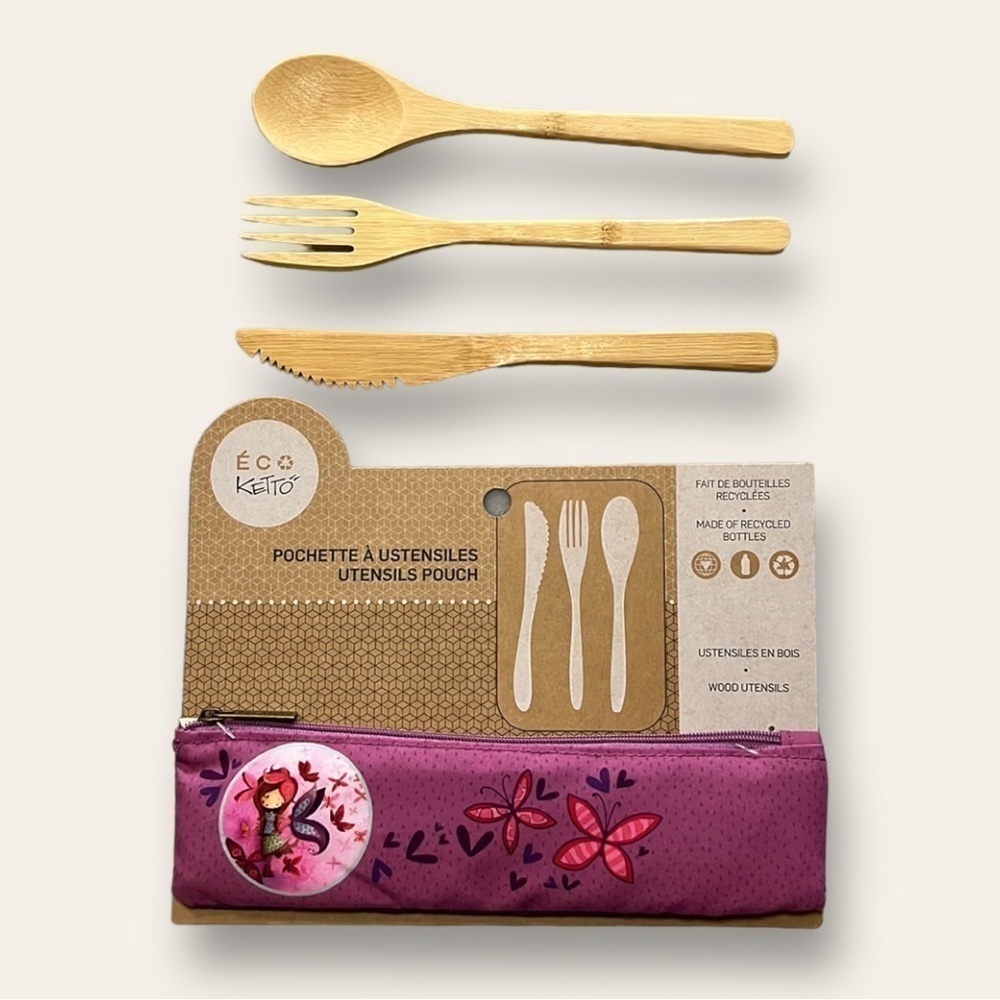 NWT Ketto Reusable Takeout Lunch Utensils With Zip Pouch Recycled
